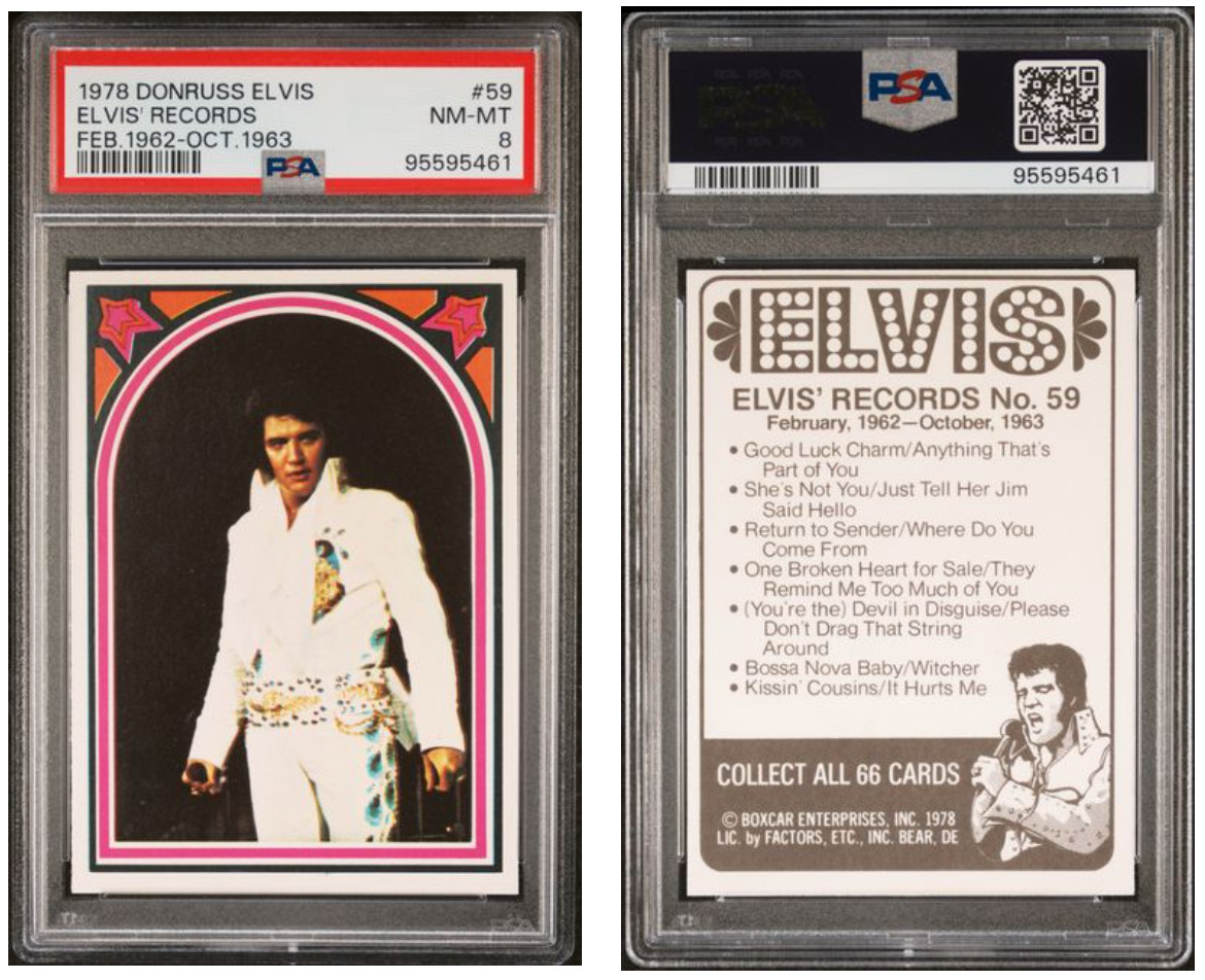 PSA 1978 Donruss Elvis Presley Elvis' Record (#59) (NM-MT 8) PSA 1978 Donruss Elvis Presley Elvis' Record (#59) (NM-MT 8)