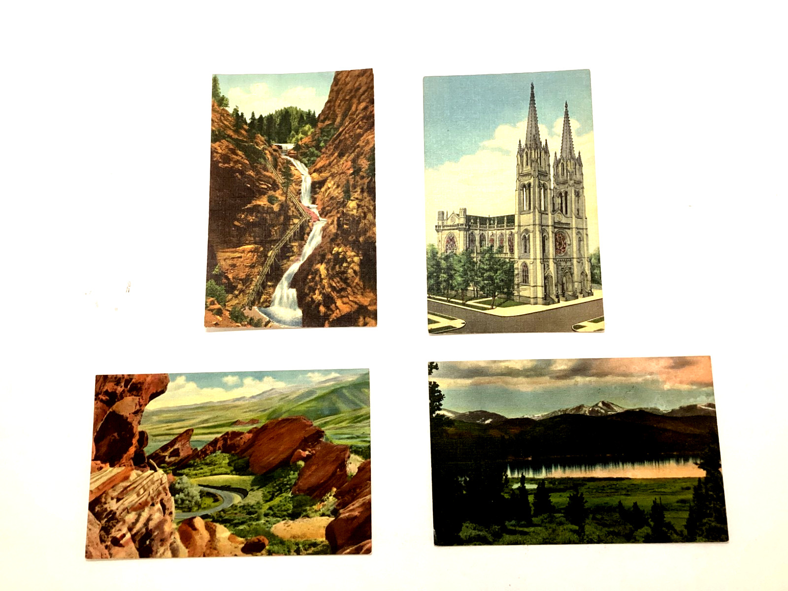 NOS COLORADO LINEN POSTCARDS ART COLORTONE SANBORN SOUVENIR CO LOT OF 4 VINTAGE