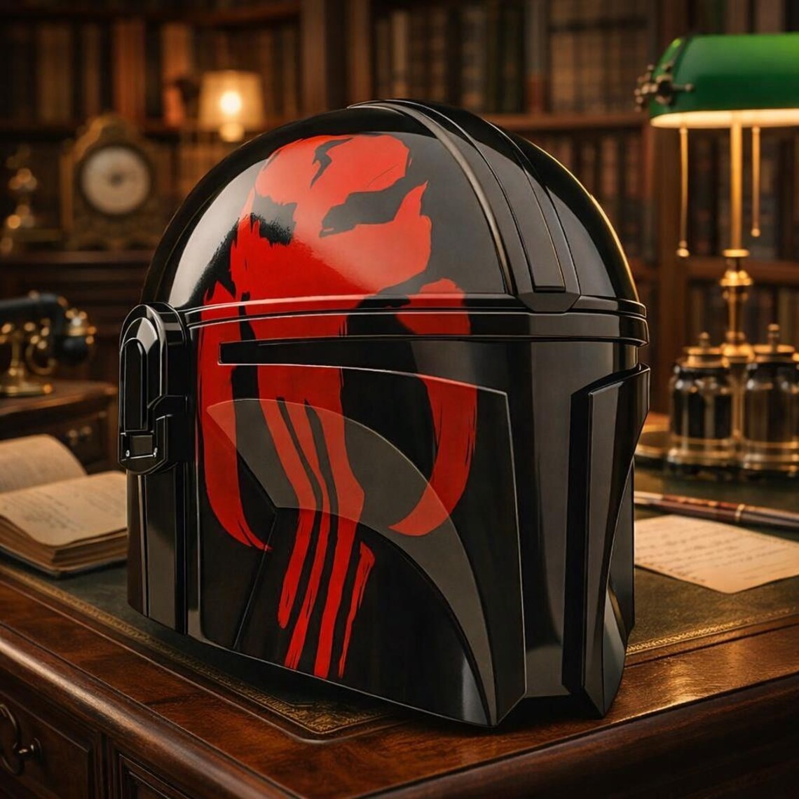 Red Black Sci-Fi Mandalorian-Style Helmet Wearable Cosplay Helmet Star Warrior Red Black Sci-Fi Mandalorian-Style Helmet Wearable Cosplay Helmet Star Warrior