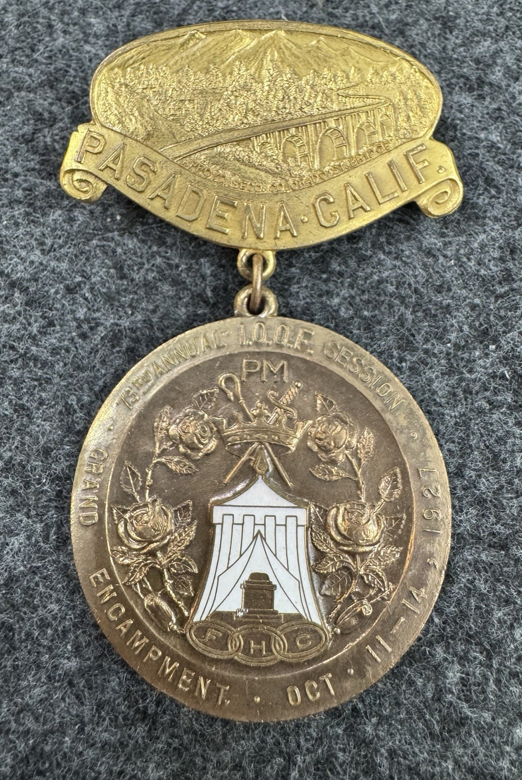 Antique 1927 Odd Fellows 73rd Annual IOOF Session Encamp. Medal Pin Pasadena CA Antique 1927 Odd Fellows 73rd Annual IOOF Session Encamp. Medal Pin Pasadena CA