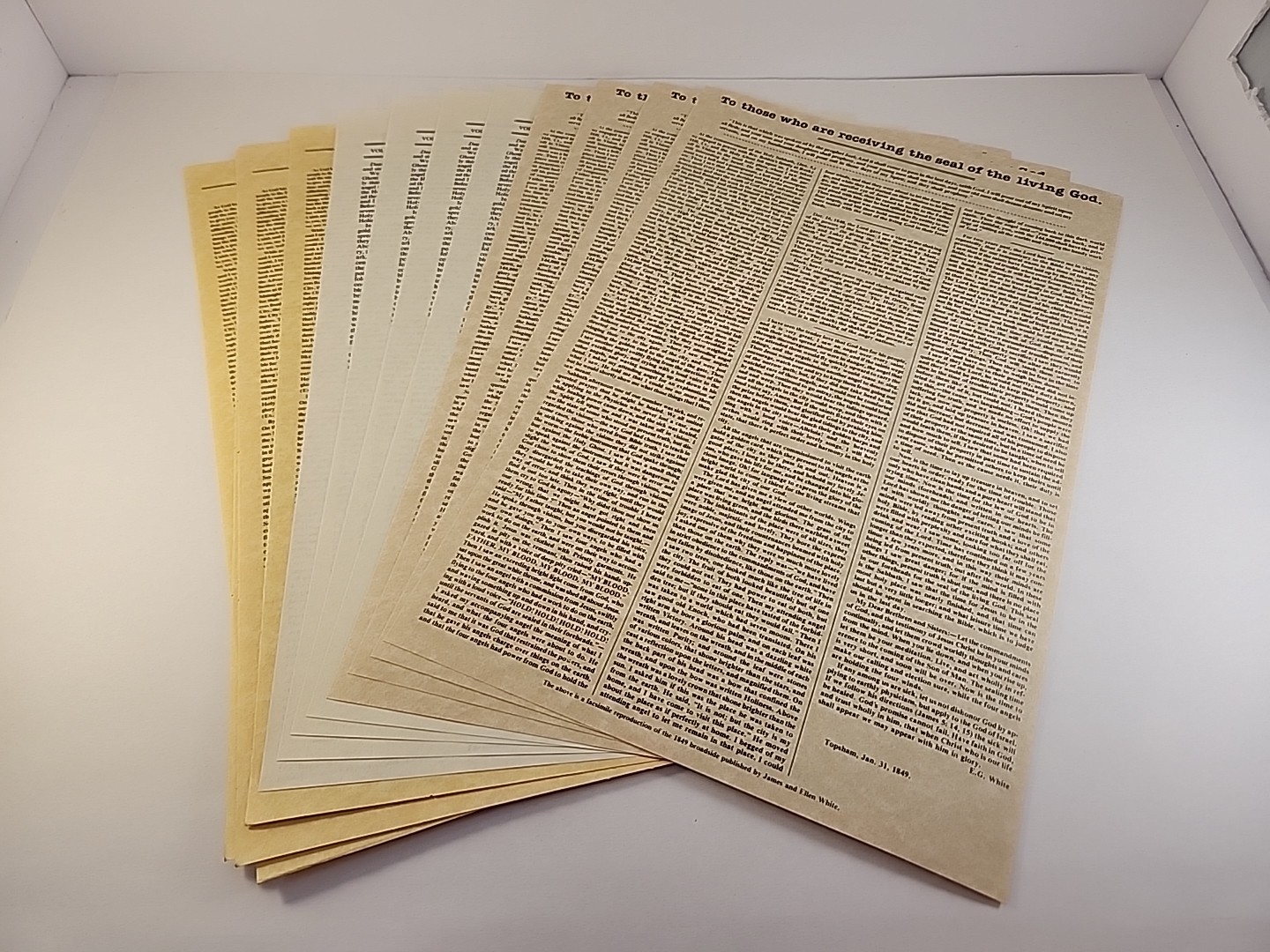 Lot 12 SDA Adventist Broadside Facsimile Ellen White Joseph Bates 1840sReprints Lot 12 SDA Adventist Broadside Facsimile Ellen White Joseph Bates 1840sReprints
