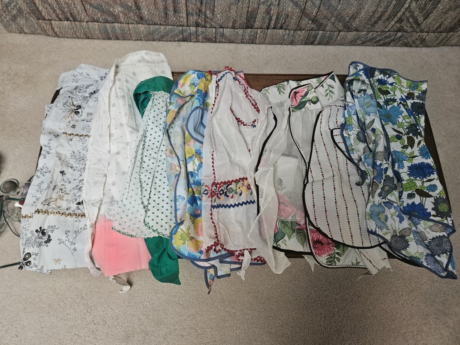 Vintage Half  Aprons from the 1950-60's Style,  Lot of 8, six with pockets