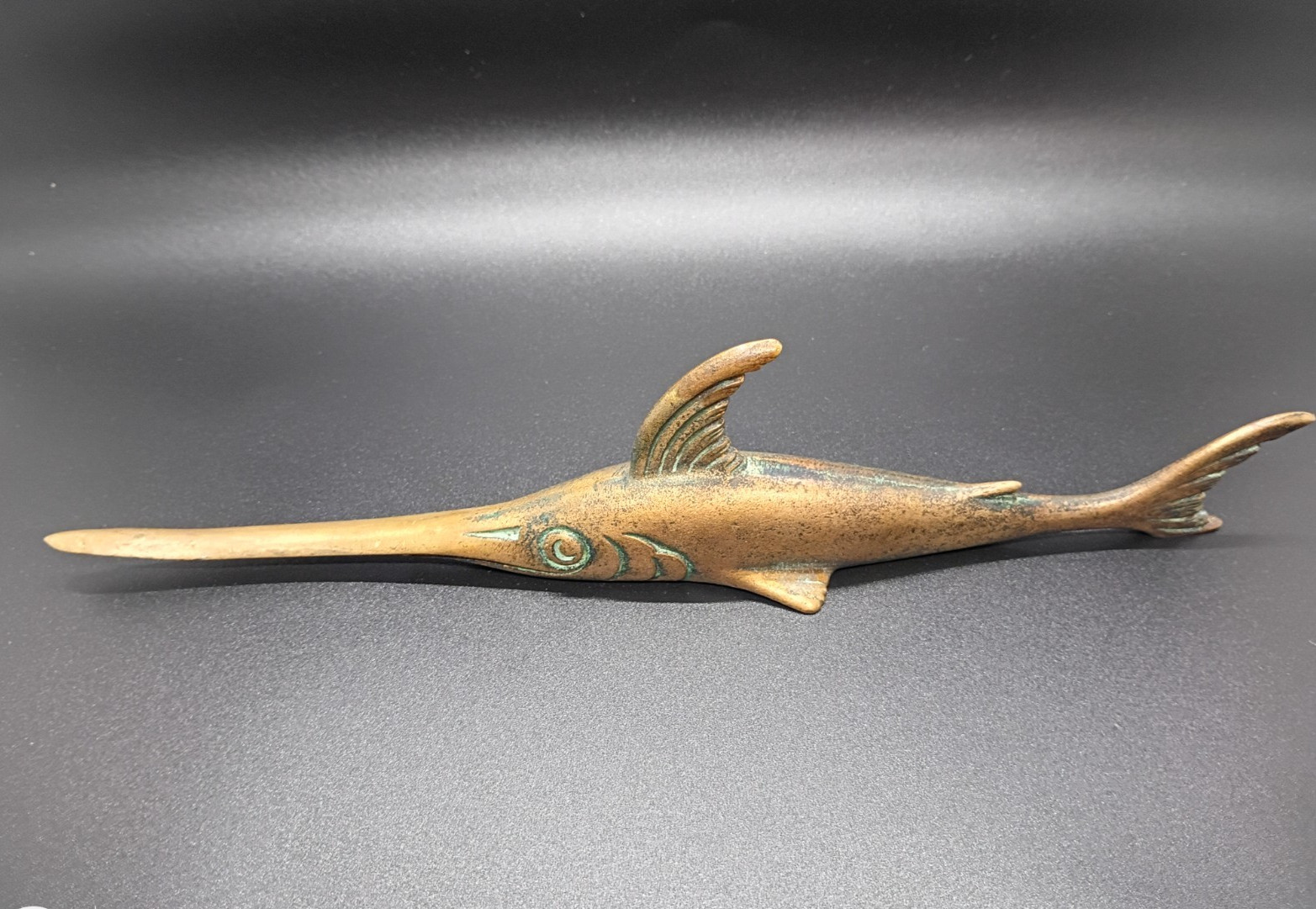 Rare Antique Keystone Orn Iron & Bronze WKS.S.F Swordfish Letter Opener Knife Rare Antique Keystone Orn Iron & Bronze WKS.S.F Swordfish Letter Opener Knife