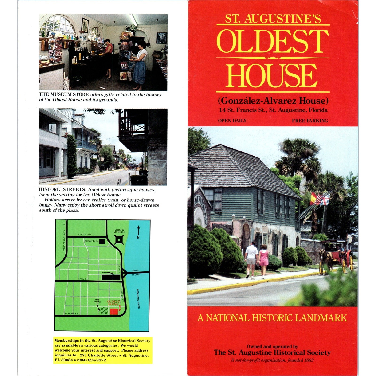 Vintage St. Augustine's Oldest House Gonzales-Alvarez FL Brochure H5-5 Vintage St. Augustine's Oldest House Gonzales-Alvarez FL Brochure H5-5