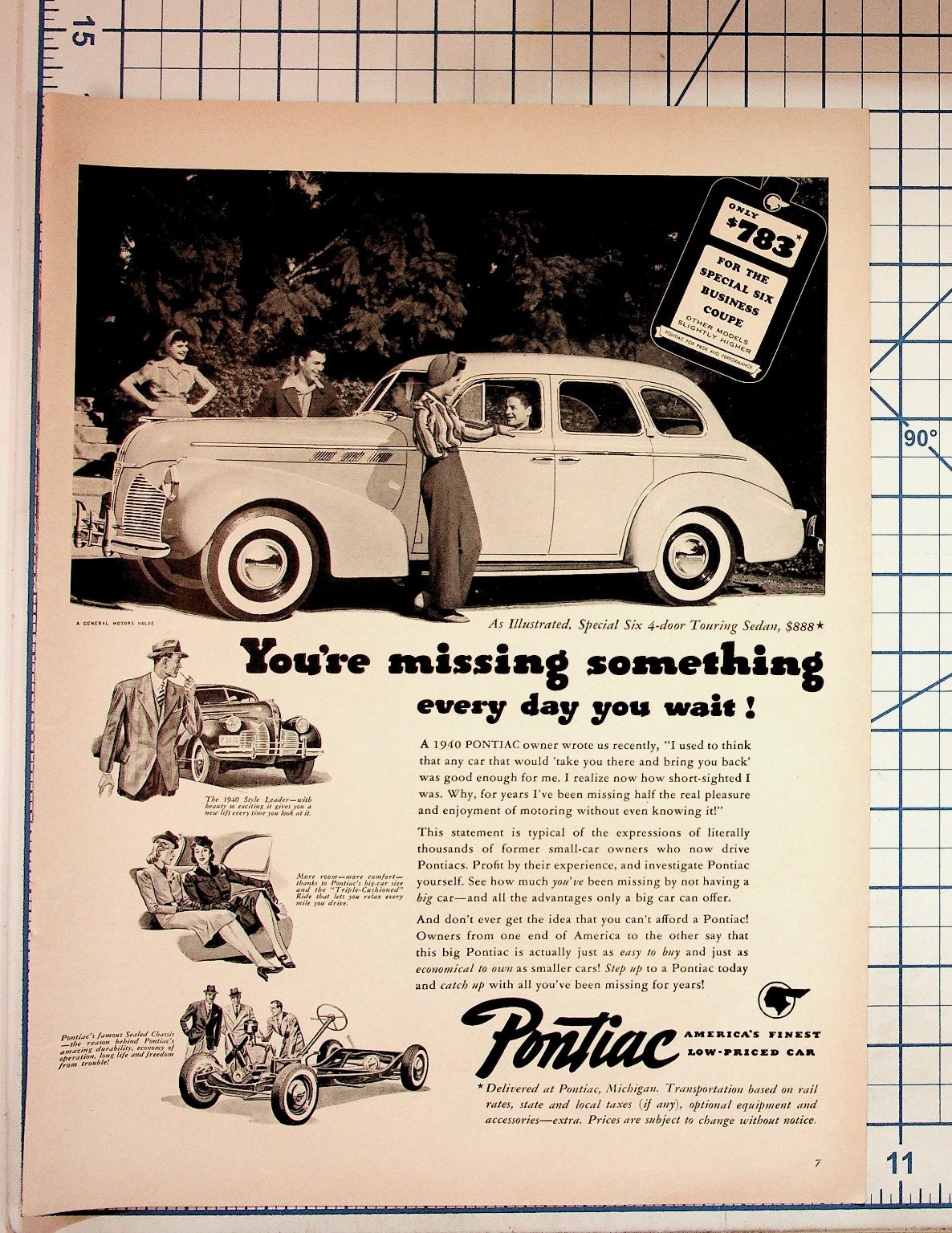 1940 Pontiac Special Six Car Vintage Magazine Ad Automobile Ephemera 1940 Pontiac Special Six Car Vintage Magazine Ad Automobile Ephemera