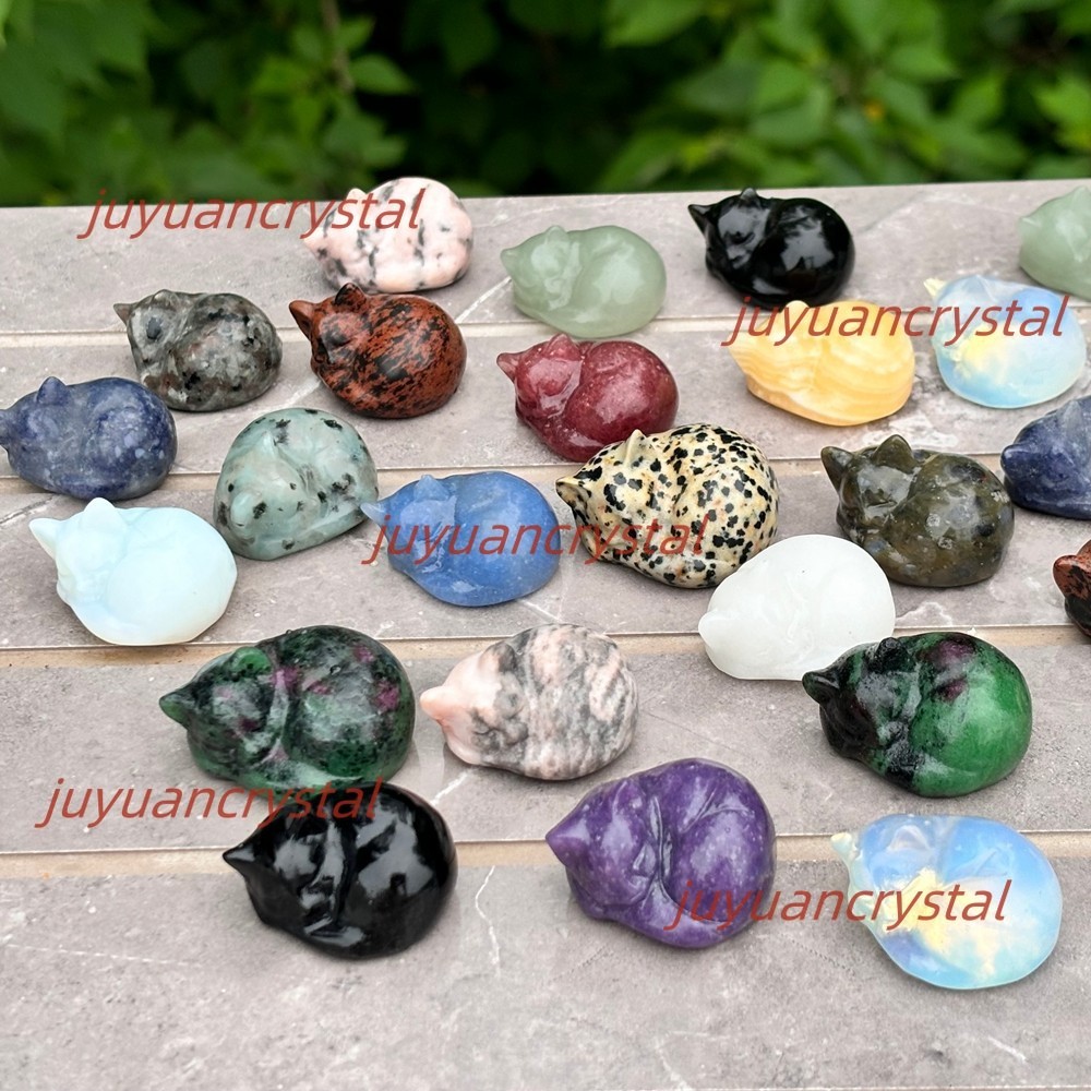 100pcs Mix Natural Quartz Sleeping cat Carved Crystal Skull healing Wholesale 100pcs Mix Natural Quartz Sleeping cat Carved Crystal Skull healing Wholesale