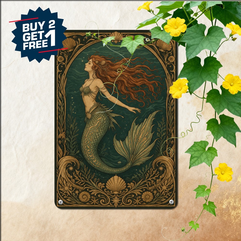 vintage mermaid tin metal signs home dcor rust