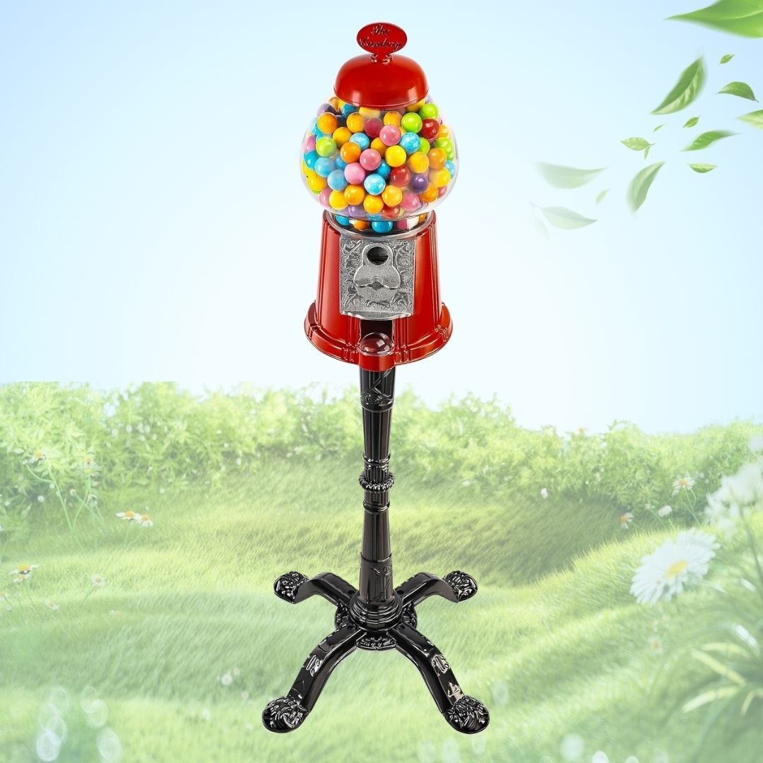 15 Inch Gumball Machine Candy Dispenser with Stand Red