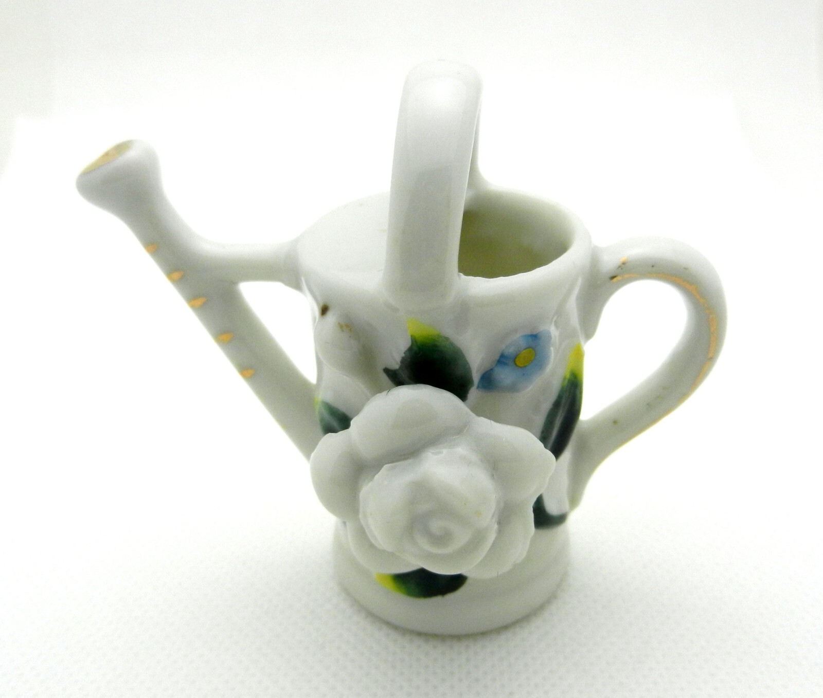VTG Miniature Ceramic Watering Can Decorated Flower 2 3/8” Tall MADE in JAPAN VTG Miniature Ceramic Watering Can Decorated Flower 2 3/8” Tall MADE in JAPAN