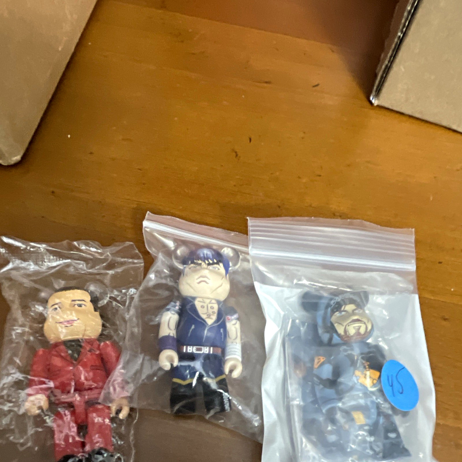 Bearbrick-Style Bear Plastic Mini Figure Set 3pc Multicolor series 47/48/50