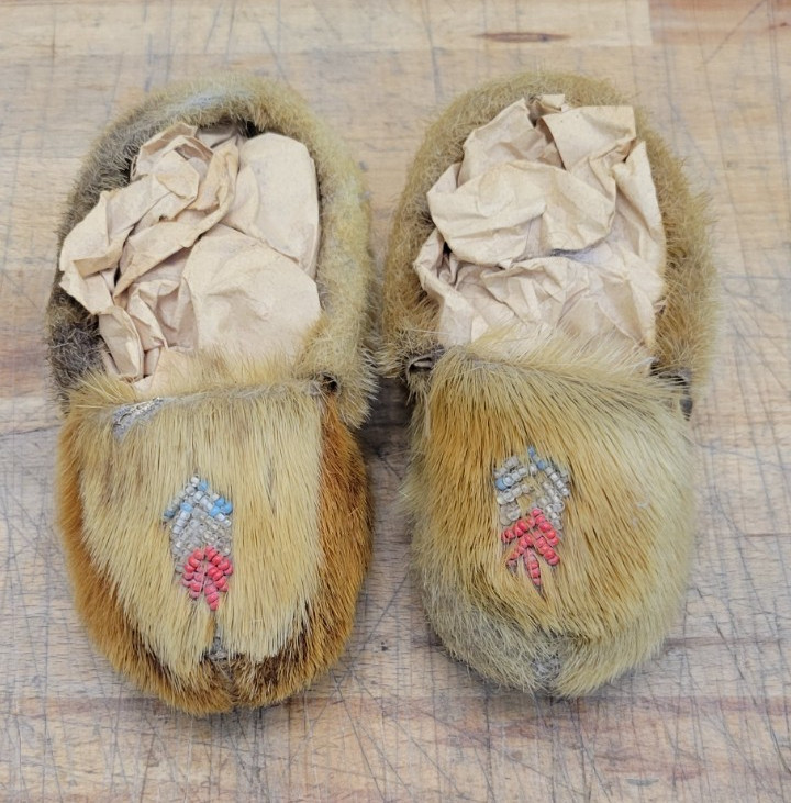 Antique 19th Century Beaded Toddler Moccasins Native American
