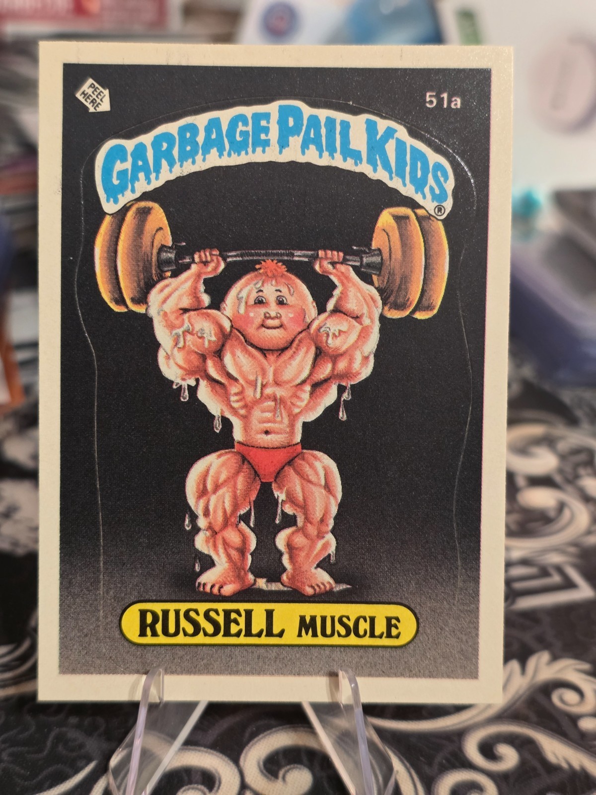 1985 Topps Garbage Pail Kids Russell Muscle #51a Series 2 GPK OS2 Diploma Back 1985 Topps Garbage Pail Kids Russell Muscle #51a Series 2 GPK OS2 Diploma Back