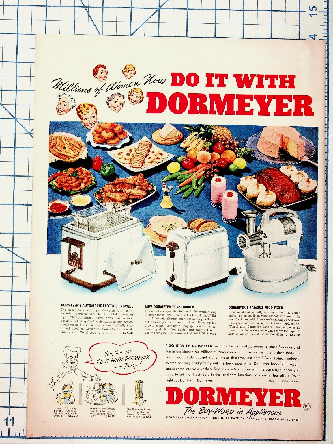 Vintage 1940s-50s Dormeyer Kitchen Appliances Ad Magazine Ephemera Chicago Vintage 1940s-50s Dormeyer Kitchen Appliances Ad Magazine Ephemera Chicago