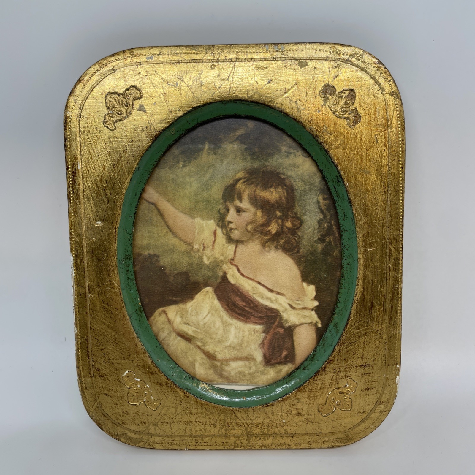 Vtg Sir Joshua Reynolds portrait of Master Hare gold toned frame Made In Italy Vtg Sir Joshua Reynolds portrait of Master Hare gold toned frame Made In Italy