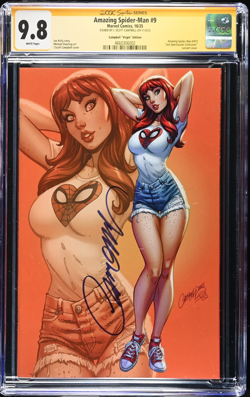 Amazing Spider-Man #9 CGC 9.8 Variant Signed J. Scott Campbell 1:100 Marvel