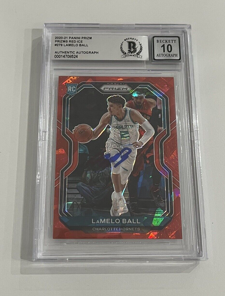 2020-21 LAMELO BALL SANDWICHES PRIZM RED ICE RC ROOKIE CARD #278 CAR BGS 10