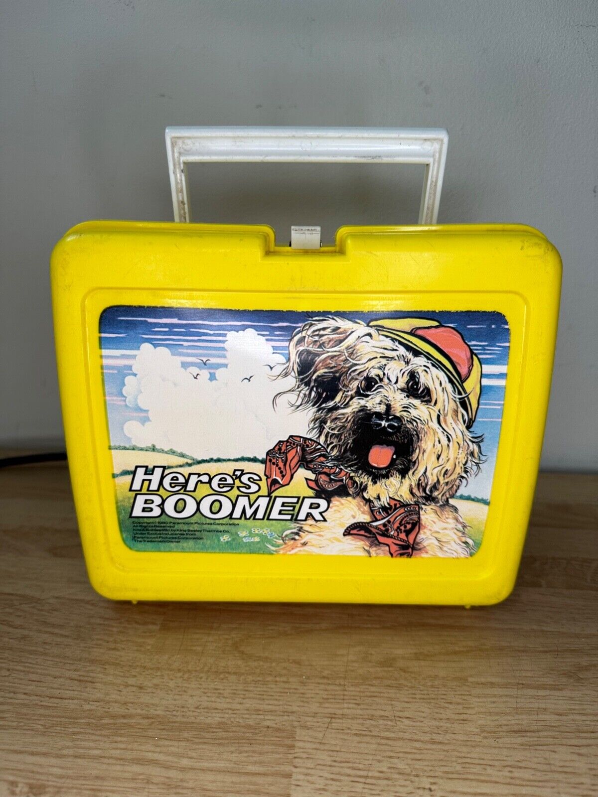 VINTAGE 1980 HERE\'S BOOMER DOG THERMOS LUNCHBOX - MADE IN USA PARAMOUNT PICTURES