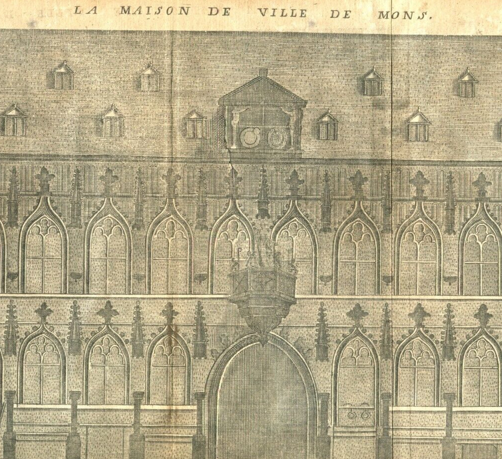 1720 antique drawing La Maison De Ville De Mons. City Hall 1720 antique drawing La Maison De Ville De Mons. City Hall