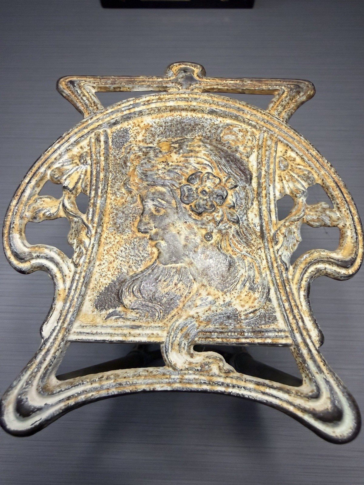 ANTIQUE FLORAL VICTORIAN USA ART NOUVEAU CAST IRON LADY HAIR BOOK RACK BOOKENDS ANTIQUE FLORAL VICTORIAN USA ART NOUVEAU CAST IRON LADY HAIR BOOK RACK BOOKENDS