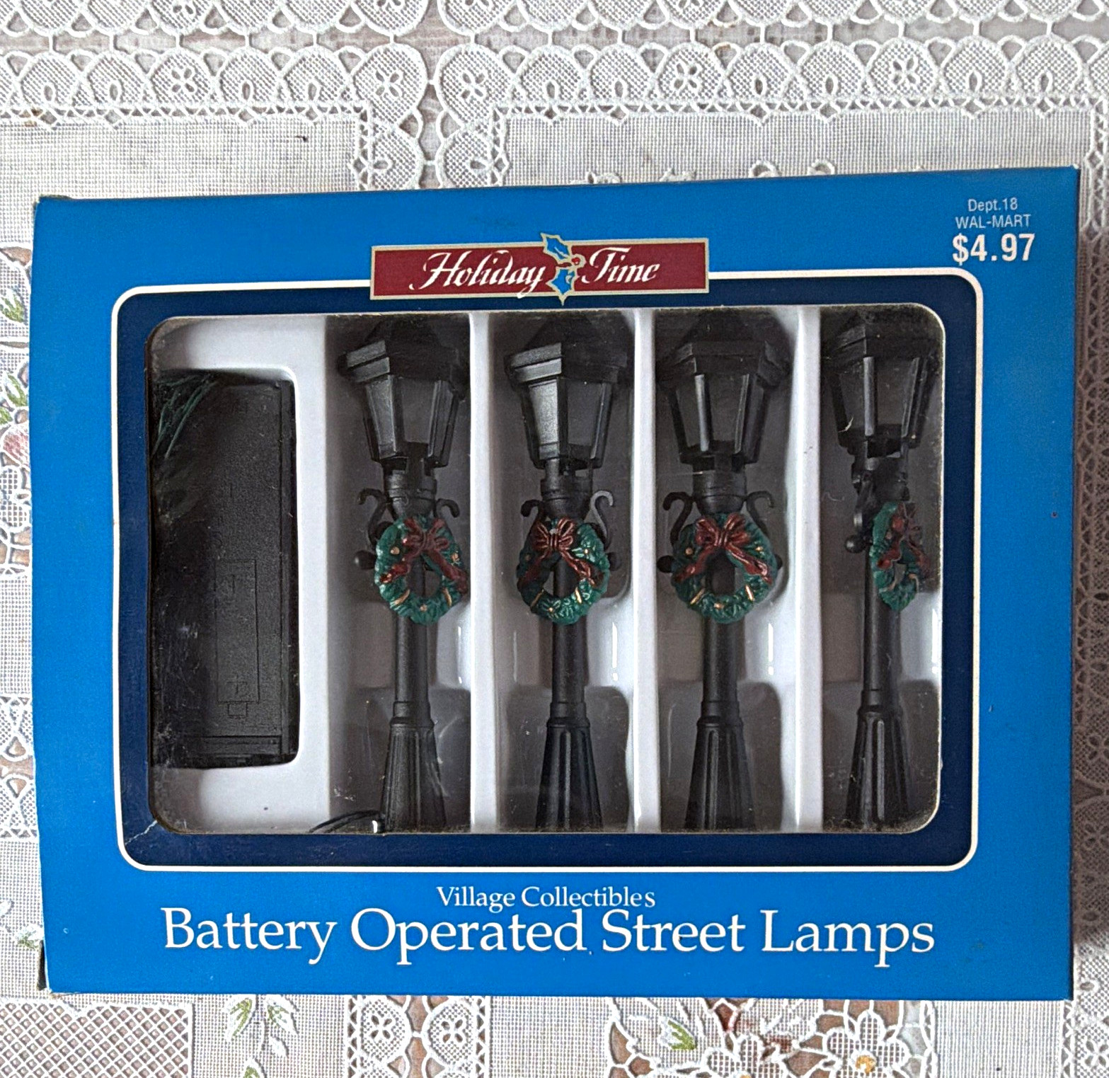 Holiday Time Village Collectibles Battery Operated Street Lamps, Boxed (4) Holiday Time Village Collectibles Battery Operated Street Lamps, Boxed (4)