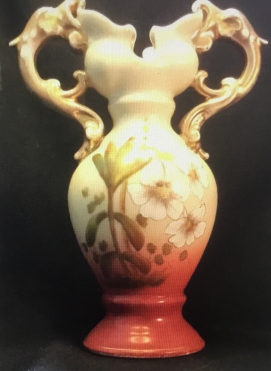 Antique Austrian Vase Handpainted with Gold Highlights & Trim Carlsbad c.1880s Antique Austrian Vase Handpainted with Gold Highlights & Trim Carlsbad c.1880s