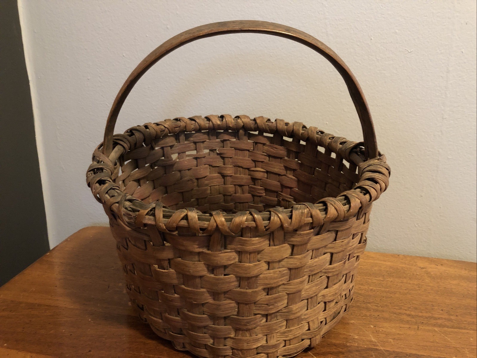 Antique Early New England Primitive Split Woven Gathering Basket 10 Antique Early New England Primitive Split Woven Gathering Basket 10