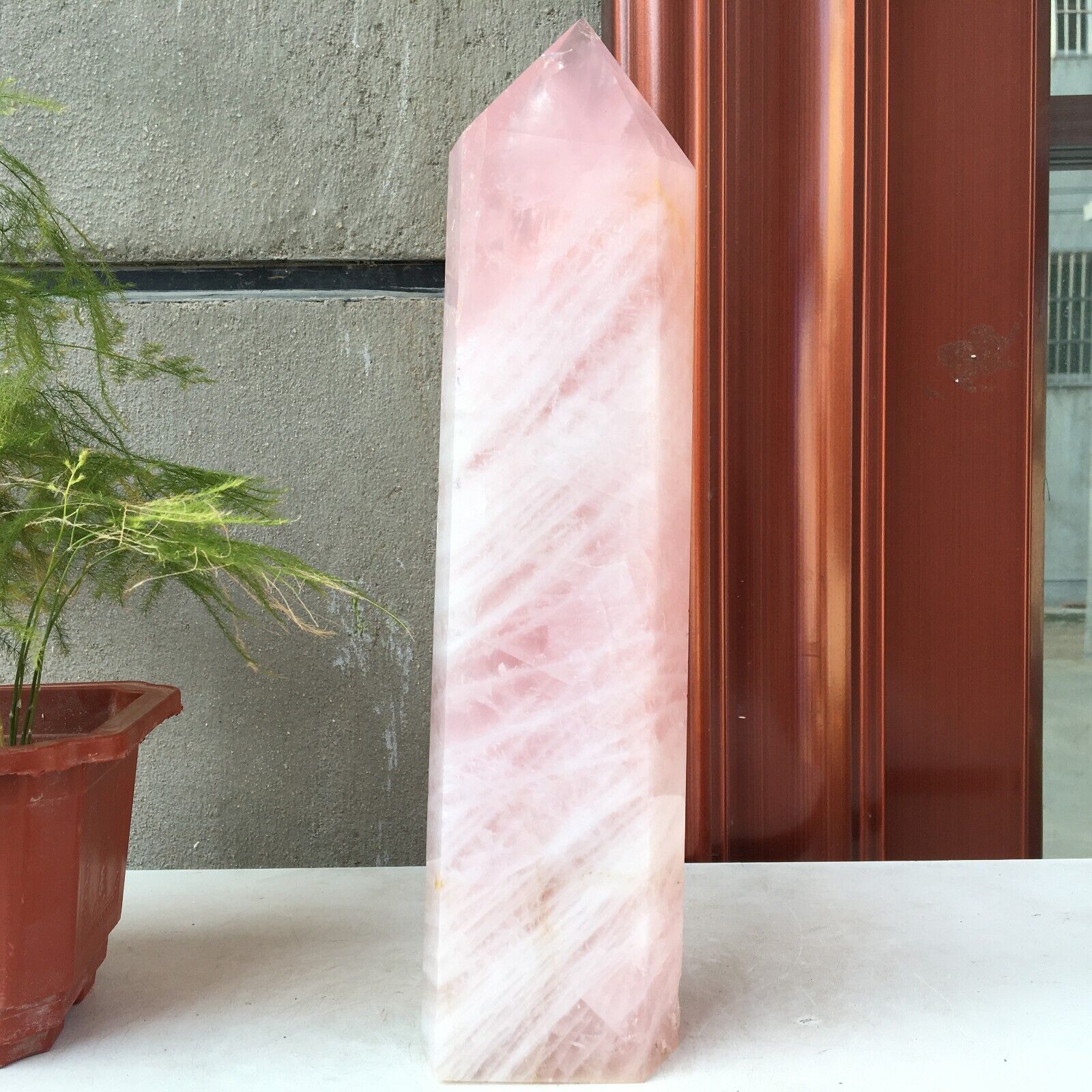 2195G Natural rose quartz obelisk quartz crystal point reiki healing Y010