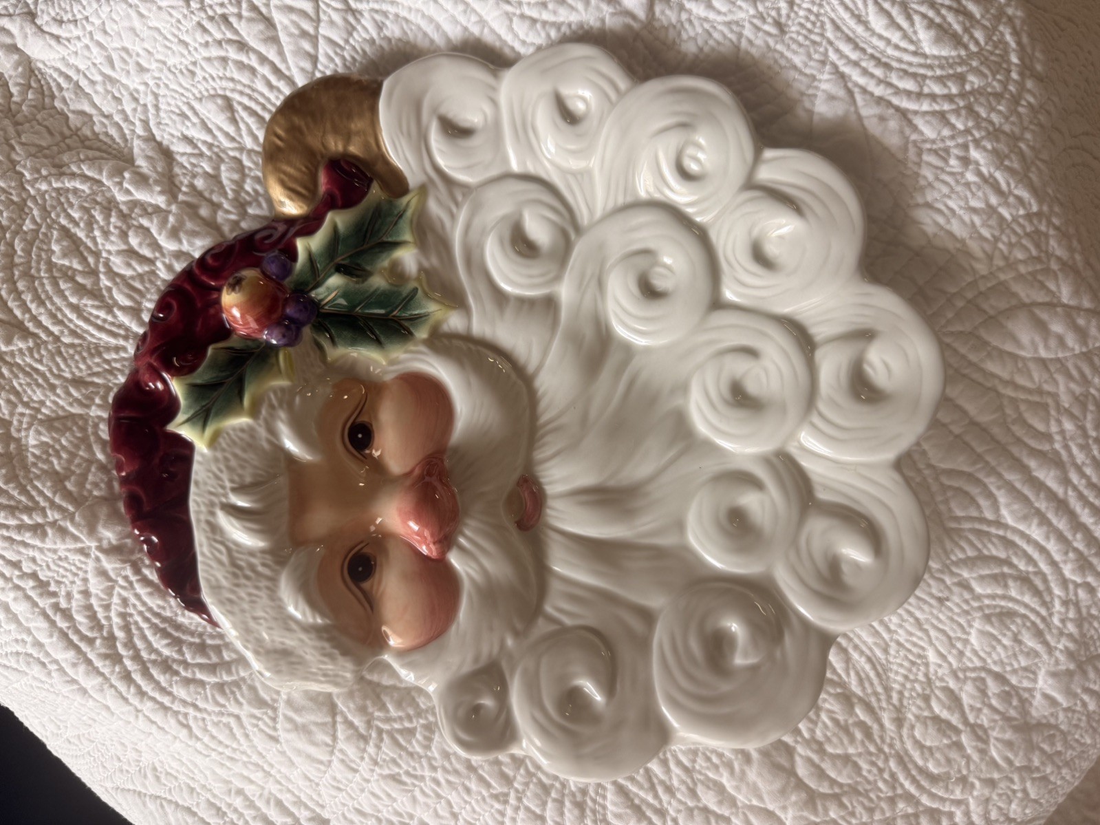 Fitz and Floyd Essentials Christmas Santa Face w/Holly Cookie Canape Plate Fitz and Floyd Essentials Christmas Santa Face w/Holly Cookie Canape Plate