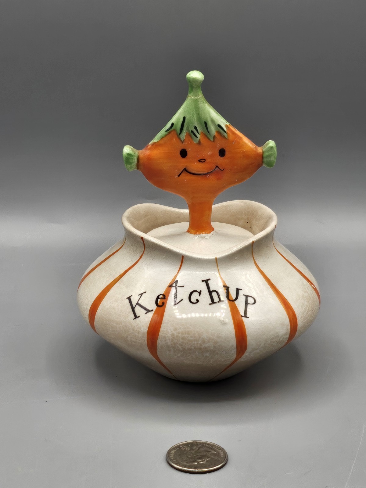 Vintage 1958 Holt Howard Pixieware Ketchup Condiment Jar with Lid *READ* Vintage 1958 Holt Howard Pixieware Ketchup Condiment Jar with Lid *READ*