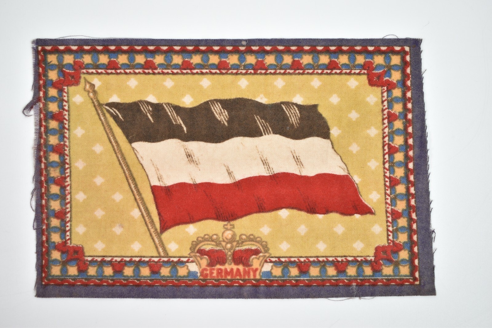 Vintage Circa 1910's Germany Crown Flag: Tobacco Felt Flannel Cigar Premium Vintage Circa 1910's Germany Crown Flag: Tobacco Felt Flannel Cigar Premium