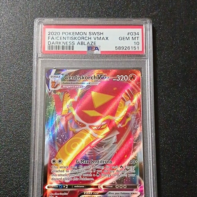 Pokémon TCG 2020 Darkness Ablaze Centiskorch VMAX 034/189 Holo PSA 10 Pokémon TCG 2020 Darkness Ablaze Centiskorch VMAX 034/189 Holo PSA 10