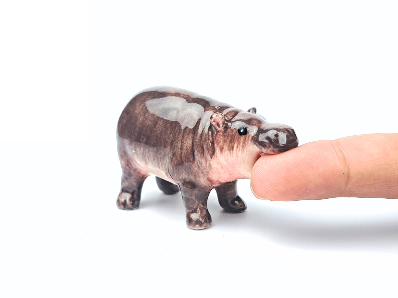 Pygmy Hippo Moo Deng - Ceramic Hippo Figurine, Cute Hippo Gift, Pygmy Hippo Deco