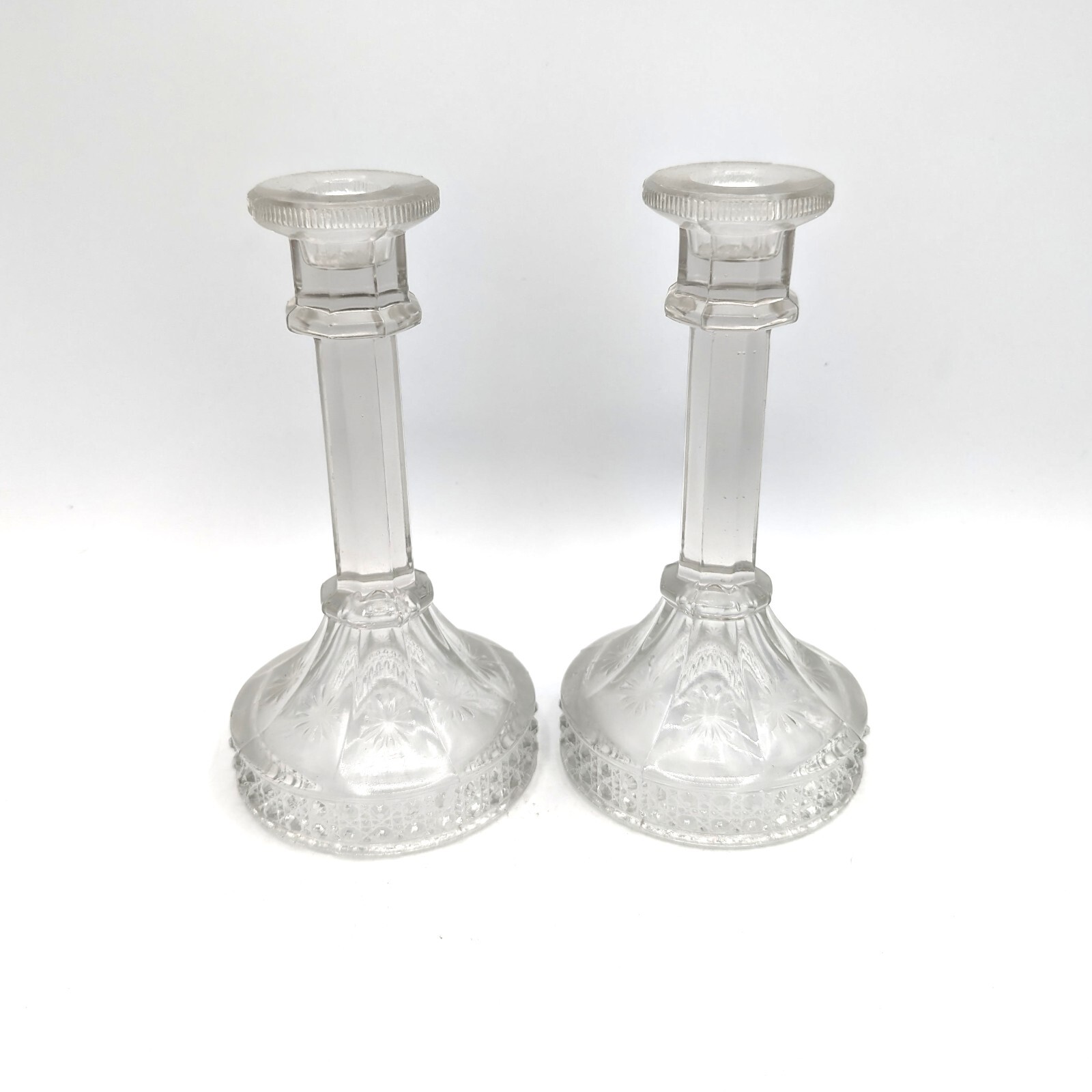 Antique IMPERIAL Glass AMELIA Pattern Tapered Candle Holders - Circa 1918-1924 Antique IMPERIAL Glass AMELIA Pattern Tapered Candle Holders - Circa 1918-1924