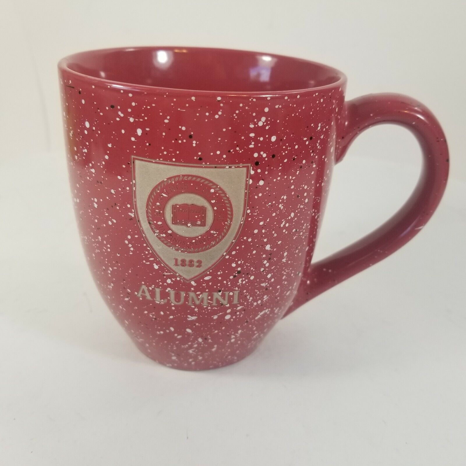 Vintage Hastings College Speckled Red Ceramic Souvenir Mug Coffee Alumni 1882