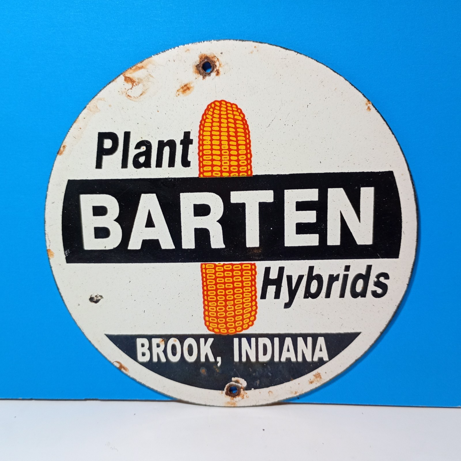 Vintage Plant Barten Hybrids Porcelain Enamel Sign 6 Vintage Plant Barten Hybrids Porcelain Enamel Sign 6