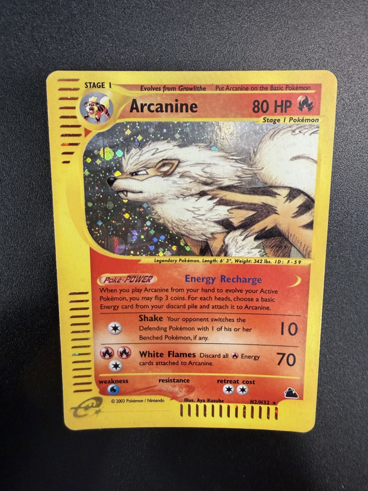 Pokemon Card Arcanine holo H2/H32 holo Skyridge ENG English Near Mint Excellent Pokemon Card Arcanine holo H2/H32 holo Skyridge ENG English Near Mint Excellent