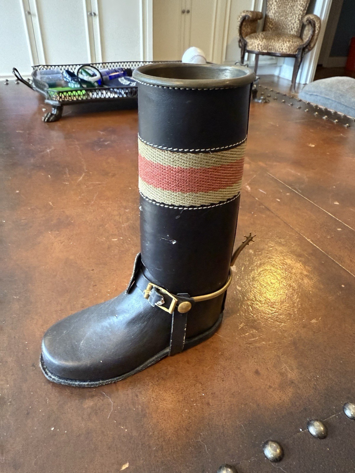 Vintage Gucci Equestrian Decorative Boot– Leather & Brass, Made in Chile, 1970s Vintage Gucci Equestrian Decorative Boot– Leather & Brass, Made in Chile, 1970s
