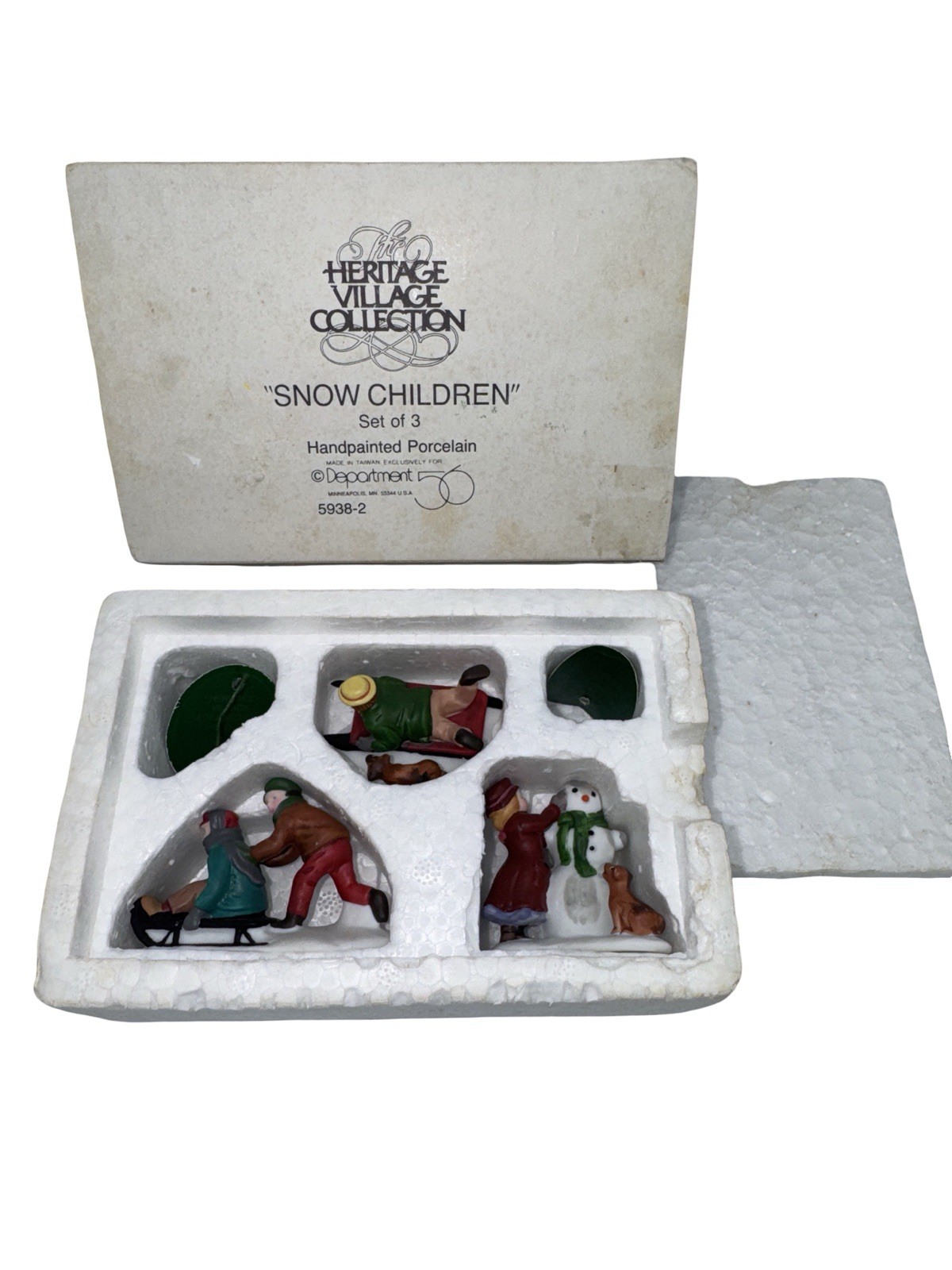Dept 56 Christmas Village Accessories Snow Children Sledding Figurines Set 3