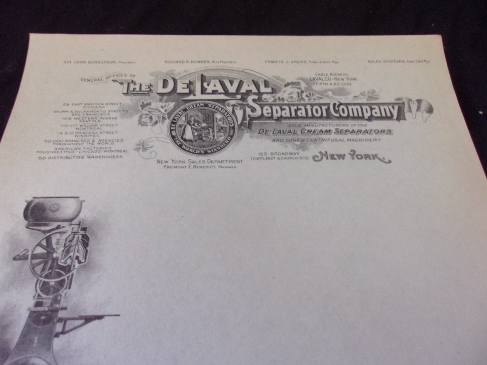 Old Unused De Laval Seprrator Company Letterhead Paper Sample