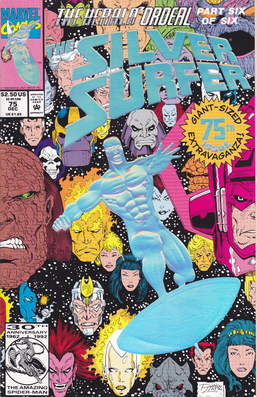 Silver Surfer #75 (Marvel 1987 2nd series) silver foil cover highlights VF