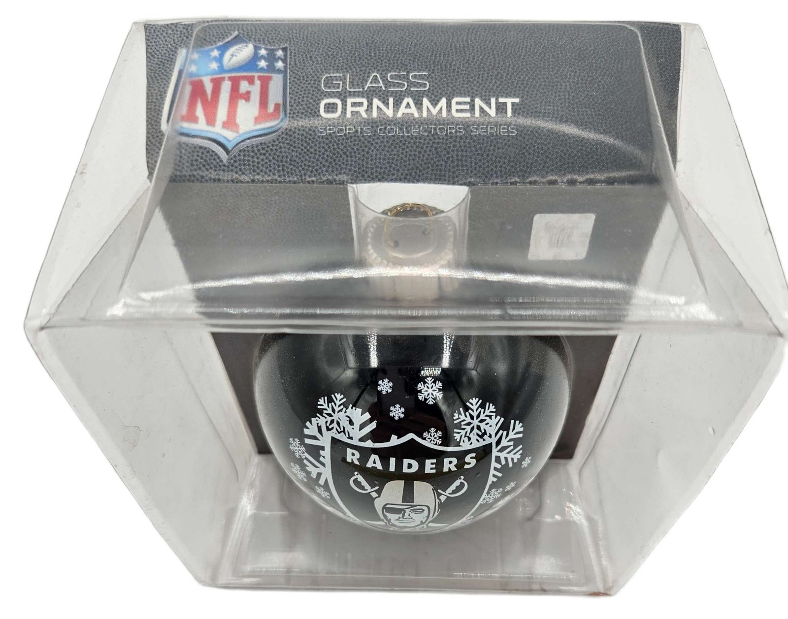 Las Vegas Raiders NFL Glass Christmas Ornament Snowflake Design Black New Las Vegas Raiders NFL Glass Christmas Ornament Snowflake Design Black New
