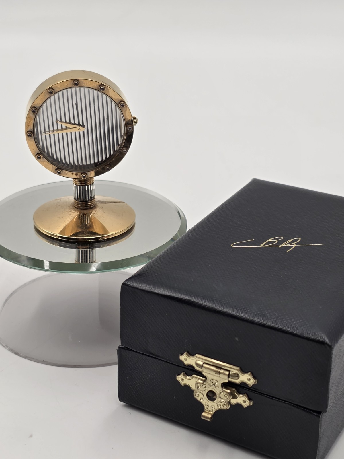 Ultra Rare Vintage Bernard Richards Paris France Luxury Desk Clock Original Box Ultra Rare Vintage Bernard Richards Paris France Luxury Desk Clock Original Box