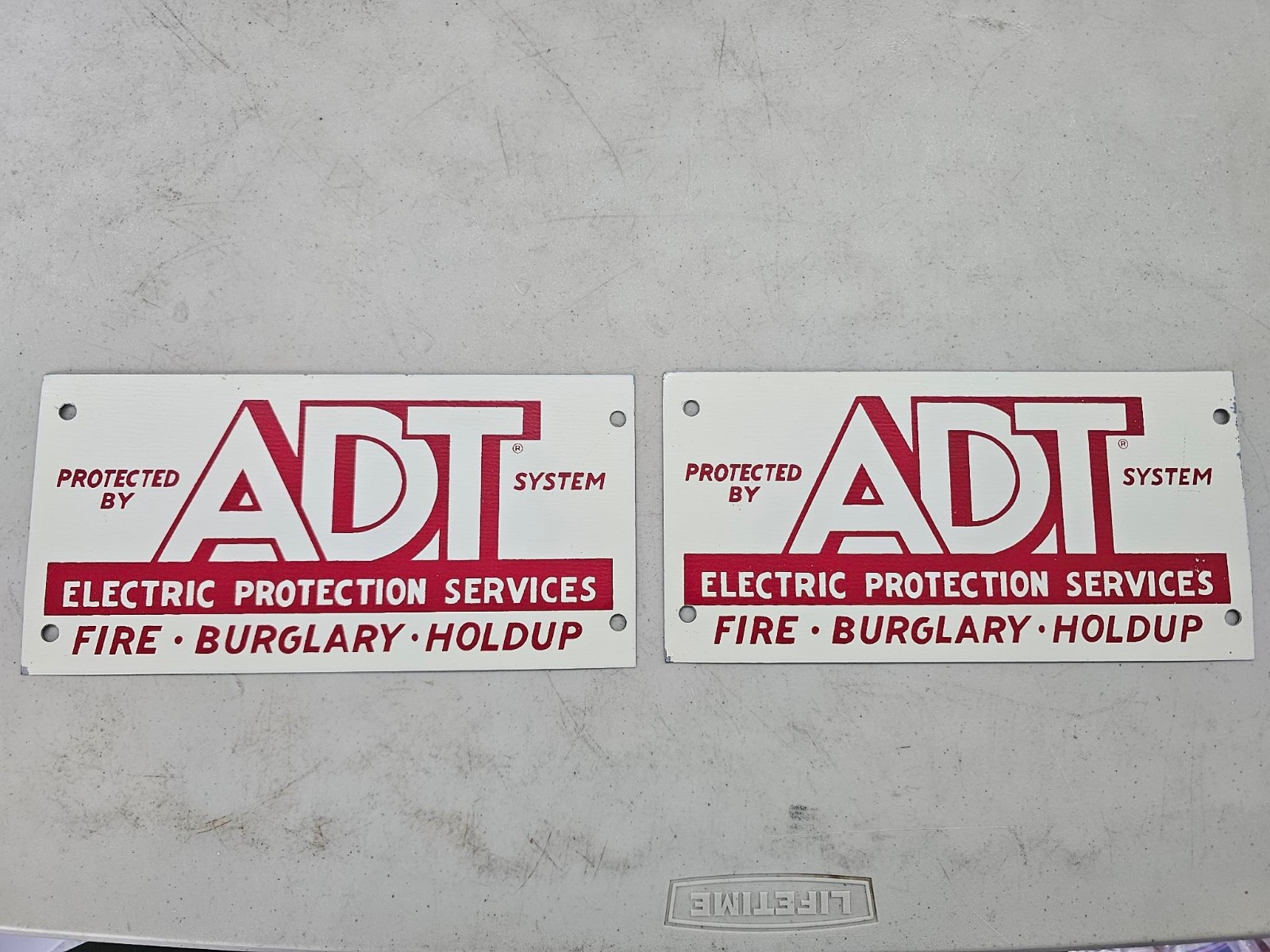 Vintage 1970s Metal ADT Security Sign (Lot Of Two) Vintage 1970s Metal ADT Security Sign (Lot Of Two)