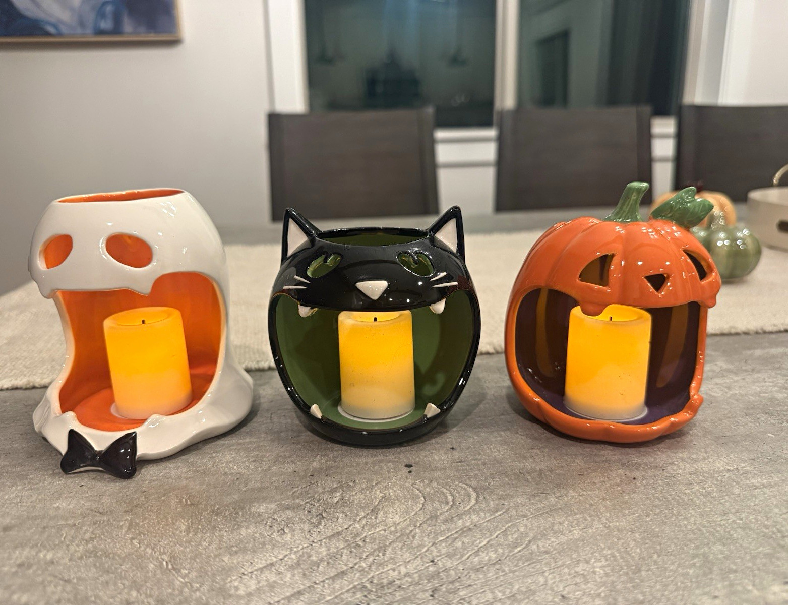 RARE Halloween 3pc Bath and Body Works Tea-Light Candle Holder - RARE Halloween 3pc Bath and Body Works Tea-Light Candle Holder -