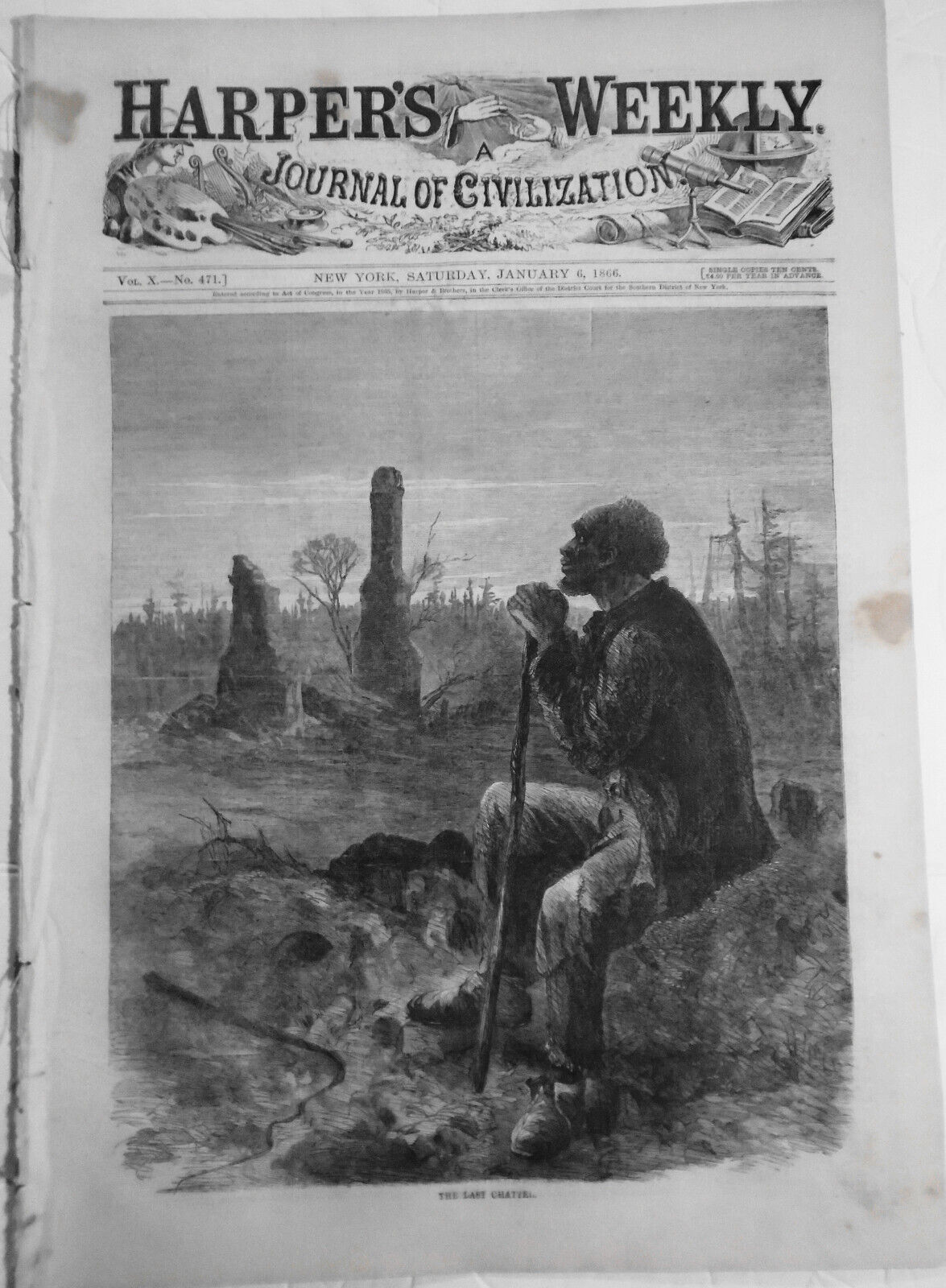 Harper's Weekly January 6, 1866 -  Last Chattel; 400 Emigrant Women etc ORIGINAL
