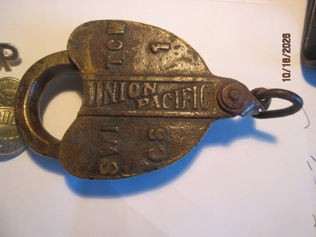Antique Union Pacific Railroad Lock, buttons and badge group lot Antique Union Pacific Railroad Lock, buttons and badge group lot