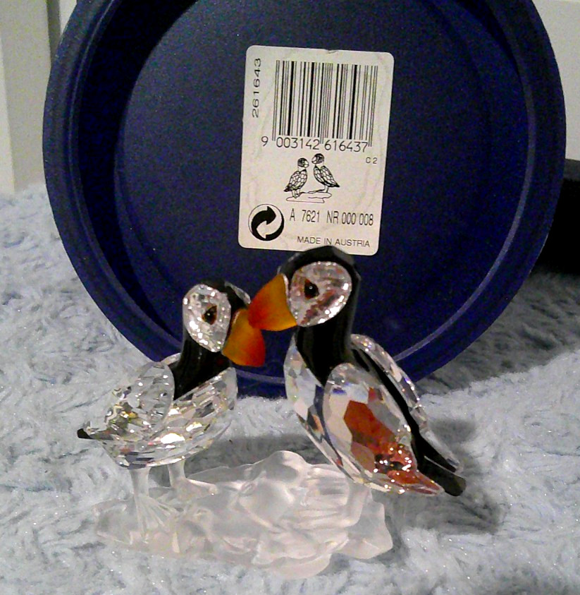 Swarovski Crystal Puffins on Rocks Signed Zendron Martin \'04 Figurine EUC Box Swarovski Crystal Puffins on Rocks Signed Zendron Martin \'04 Figurine EUC Box