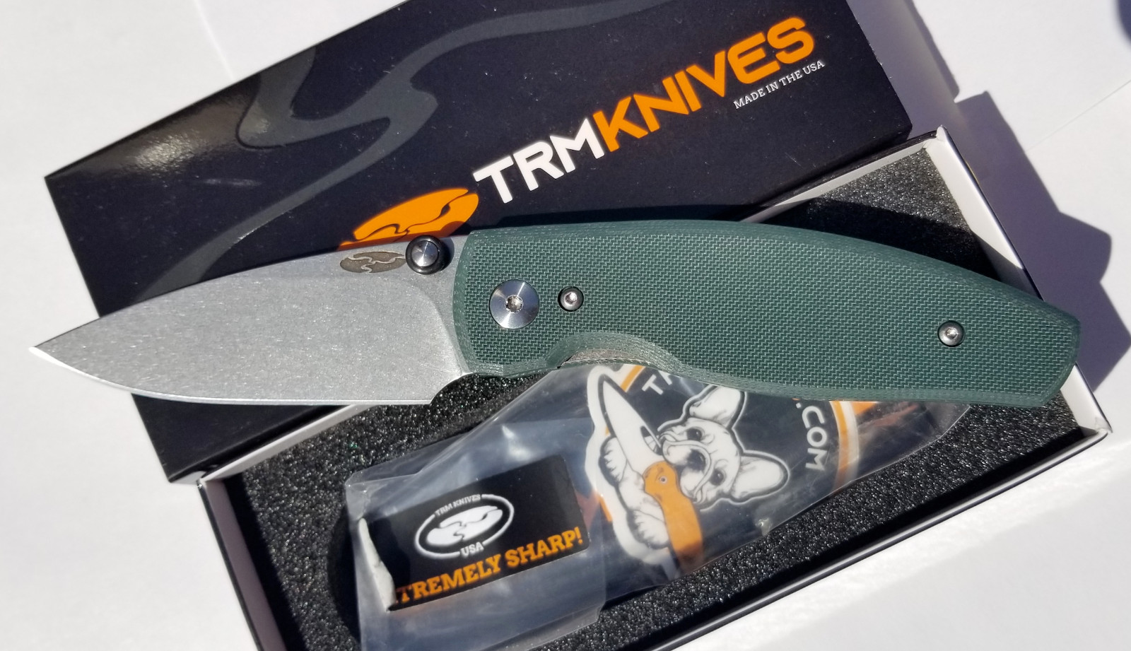 Three Rivers Mfg. (TRM) Neutron 2 - Forest Green G10 Flat - MagnaCut Blade USA Three Rivers Mfg. (TRM) Neutron 2 - Forest Green G10 Flat - MagnaCut Blade USA
