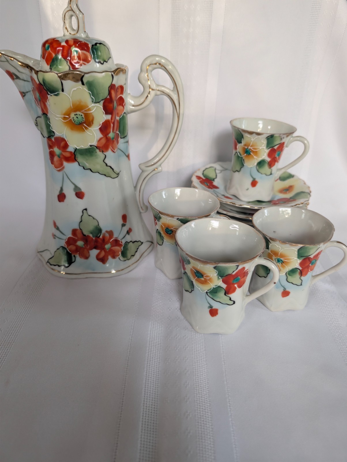 Gorgeous Antique Nippon TE-OH Tea Set Hand Painted Floral Design Gorgeous Antique Nippon TE-OH Tea Set Hand Painted Floral Design