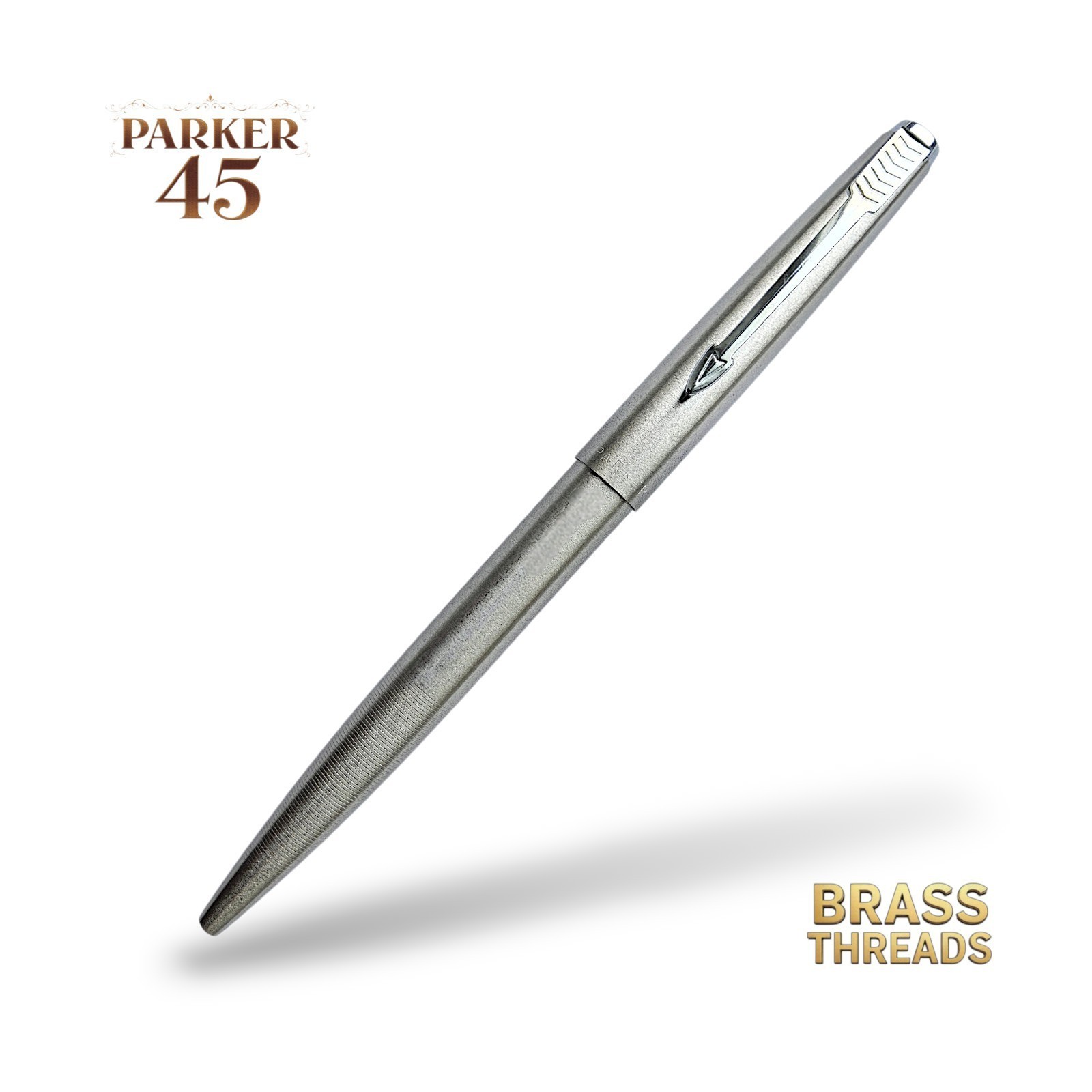 Vintage Parker 45 Flighter Ballpoint Pen – USA Made Stainless Steel – Cap...